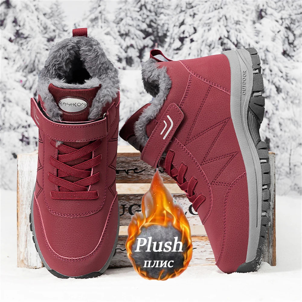 Men's women's outdoor hiking boots, thick-soled snow boots, fleece-lined warm men's boots, winter short boots GlowCart