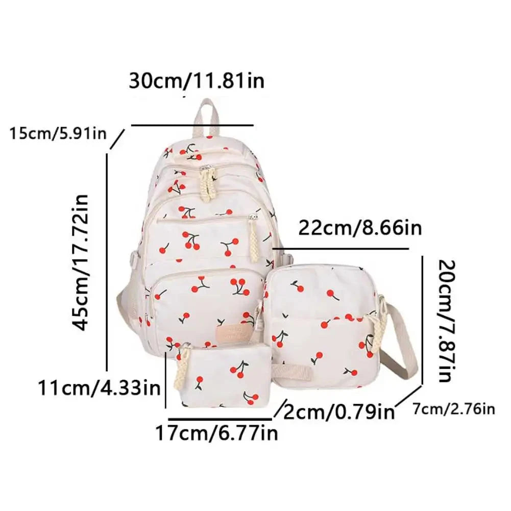 3Pcs/Set Bow Print Backpack with Crossbody Bag and Small GlowCart