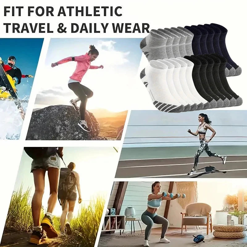 10/20 Pairs Men Women Sports Boat Socks Sweat Absorbing Breathable Suitable All Seasons Running Fitness Low Cut Casual Socks GlowCart