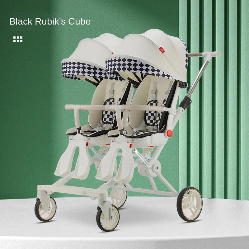 Baby Stroller Twins Slipping Baby God Infant Double Can Lie Flat and Sit Lightweight Carrying Folding Two-way Baby Pushchair GlowCart