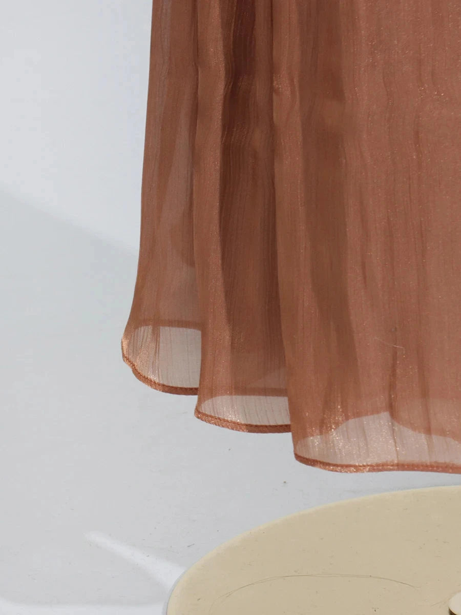 VGH Minimalist Spliced Folds Maxi Dresses for Women Scarf GlowCart