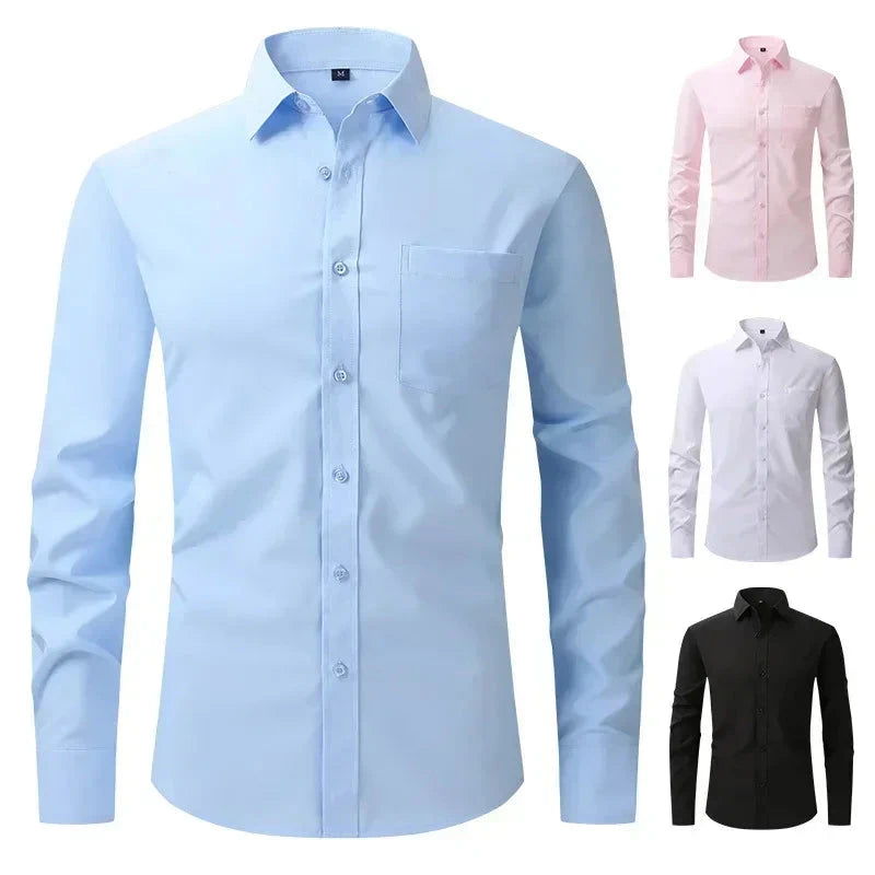US Size Elastic Shirt New Men's Business and Leisure Long GlowCart