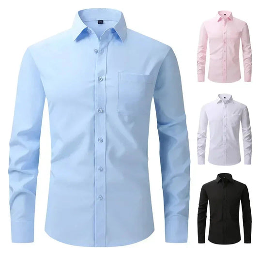 US Size Elastic Shirt New Men's Business and Leisure Long GlowCart