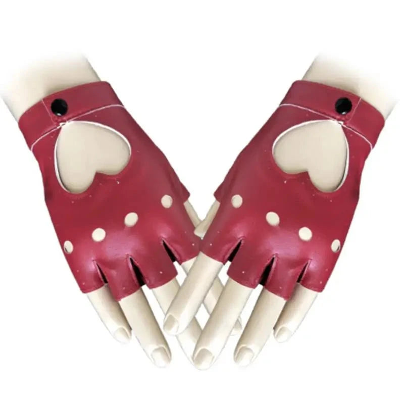 Fashion Half Finger Driving Women Comfortable Gloves PU GlowCart