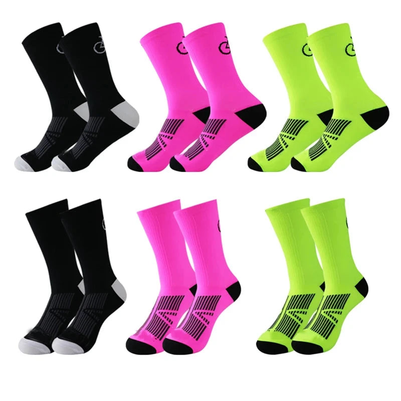 5Pairs Cycling Socks Men MTB Bike Sock Breathable Road Bicycle Sock Football Men Women Mid Tube Outdoor Sport Racing Sock Winter GlowCart
