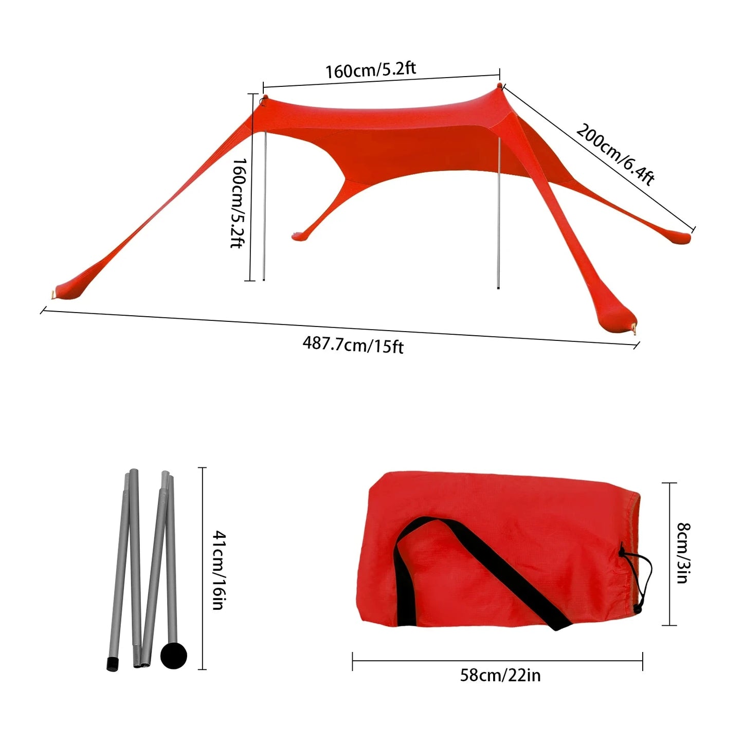 Pop Up Beach Tent Sun Shelter 6.5'x5.2' Instant Portable GlowCart