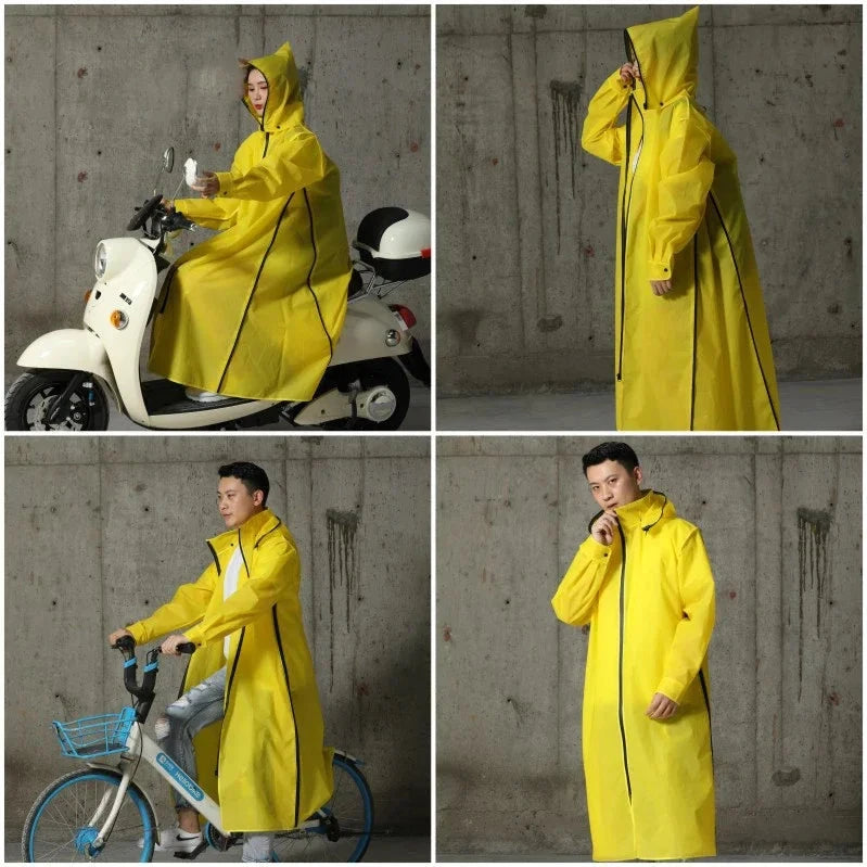 2023  Raincoat Women/Men Zipper Hooded Poncho Motorcycle GlowCart