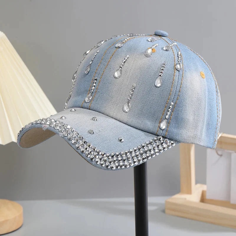 Adjustable Breathable Rhinestone Baseball Cap for Women GlowCart