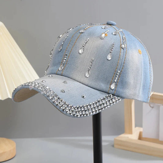 Adjustable Breathable Rhinestone Baseball Cap for Women GlowCart