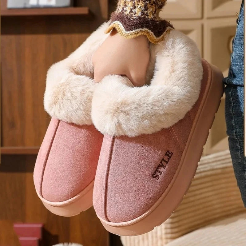 New Platform Snow Boots for Women's Home Thick Warm Wool GlowCart