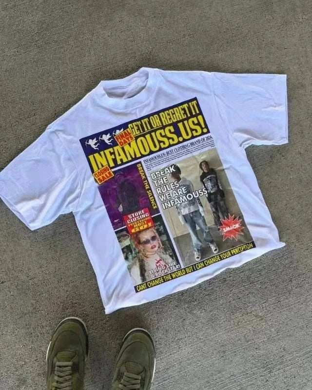 Summer American Alphabet Print Graphic T-shirt Y2k Top GlowCart