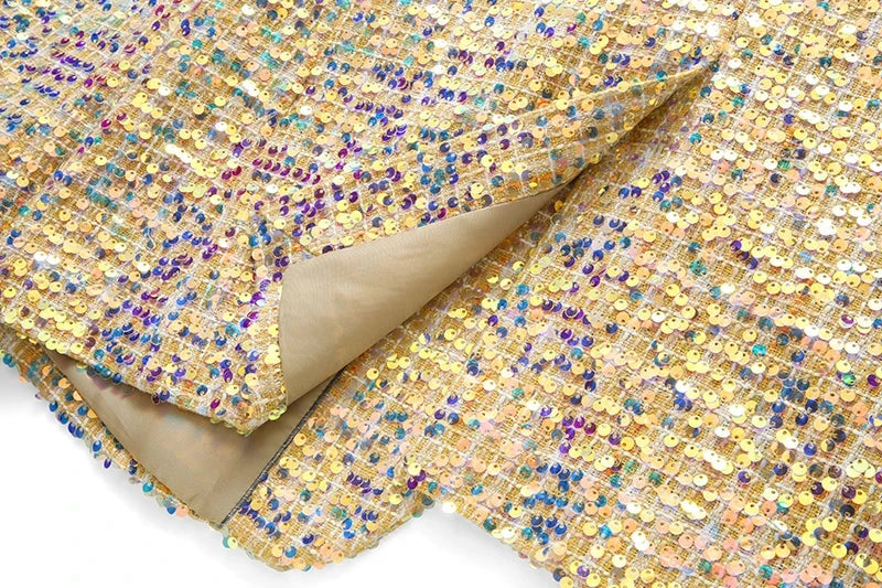 Fashion Men Luxury Sequin Suit 2 Piece Gold Trend Singer GlowCart