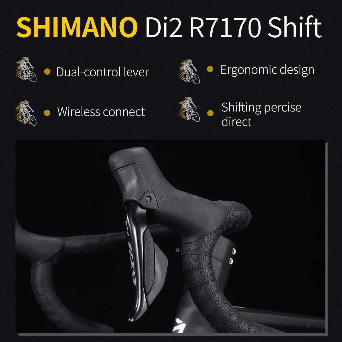 SAVA R7 Carbon Fiber Road Bike Carbon Frame, Handlebars, Fork Shimano Di2 R7170 24Speed Shift Kit, UCI CE Certified Adult Racing GlowCart