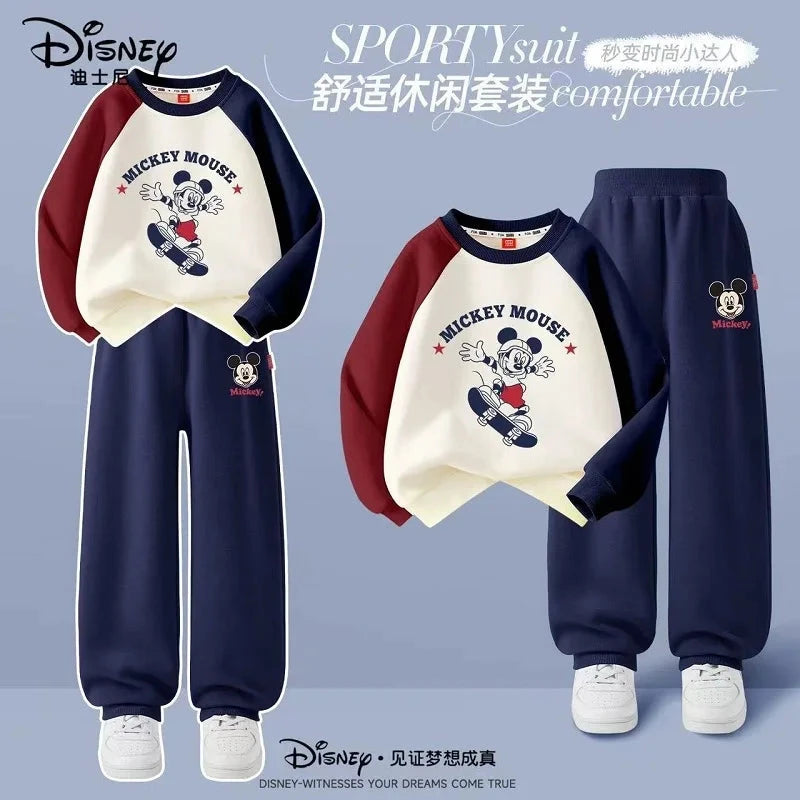 Autumn Baby Girls Boys Clothes Set Children Disney Mickey Printing Sweatshirt Top and Pants Bottom 2Pieces Suit Cotton Tracksuit GlowCart