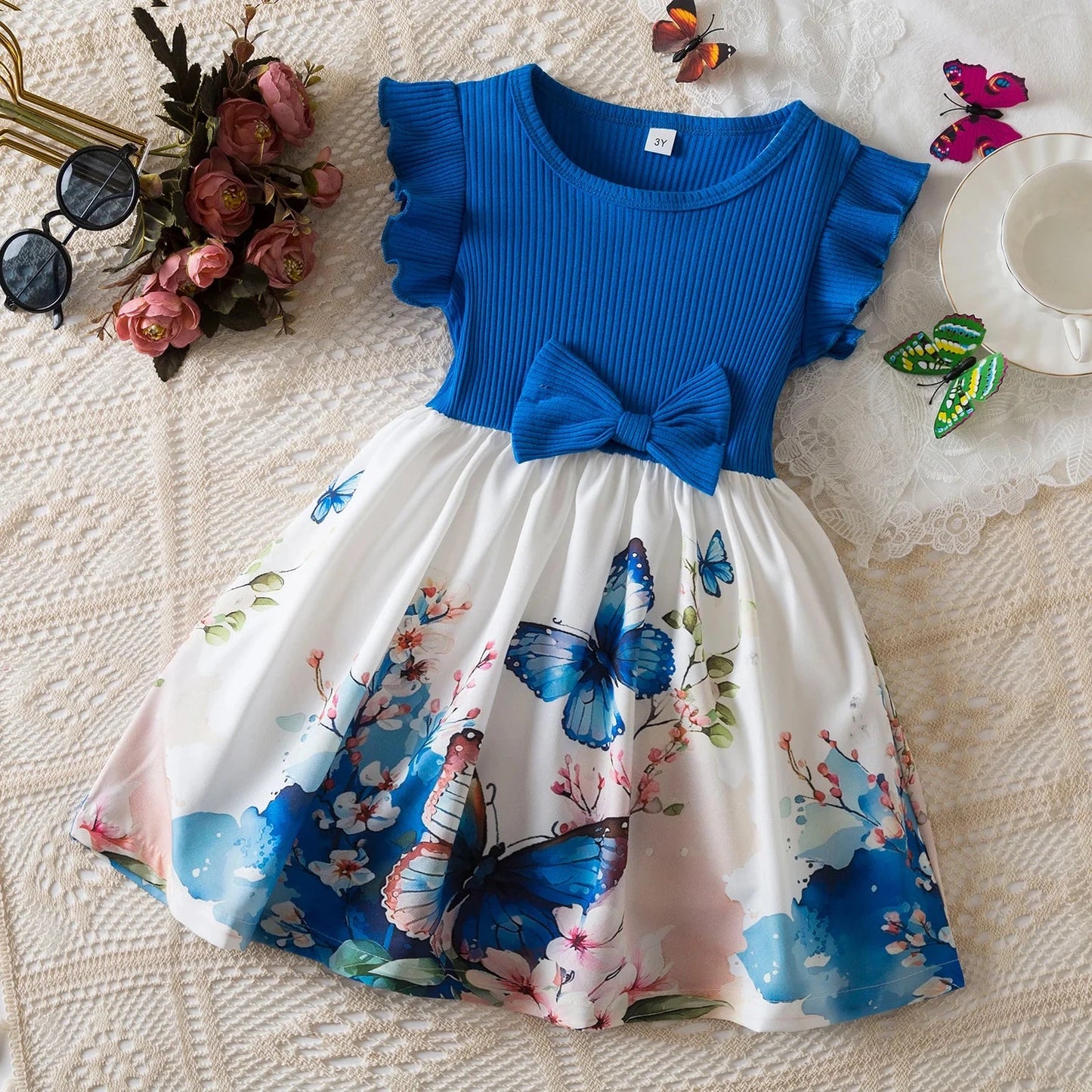 Flower Kids Dresses for Girls Wedding Birthday Party Dress Ruffles Sleeveless Elegant Princess Dress Children Casual Clothing GlowCart