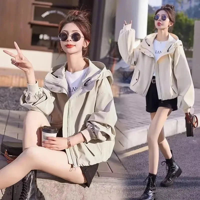 Fashion Pink Windbreaker Women's Short Trench Coat 2025 New GlowCart