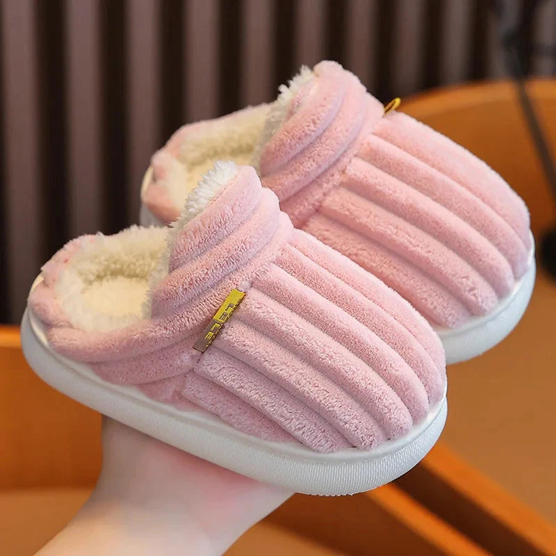 Smile Pop Winter Children's Cotton Slippers For Boys And Girls Non-slip Warm Slippers Children's Plush Home Baby Cotton Slippers GlowCart