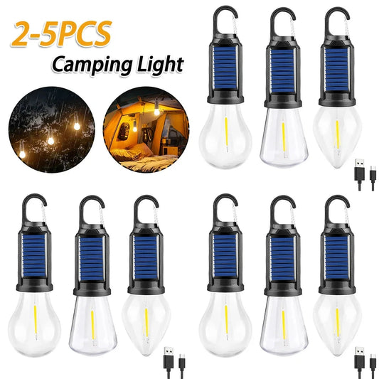 2-5PCS Solar Powered LED Lighting Lantern USB Charging GlowCart