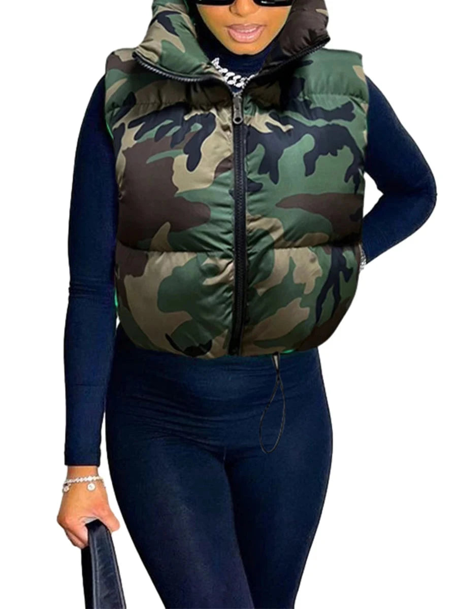Women Winter Vest Sleeveless Jacket Stand Collar Zipper GlowCart