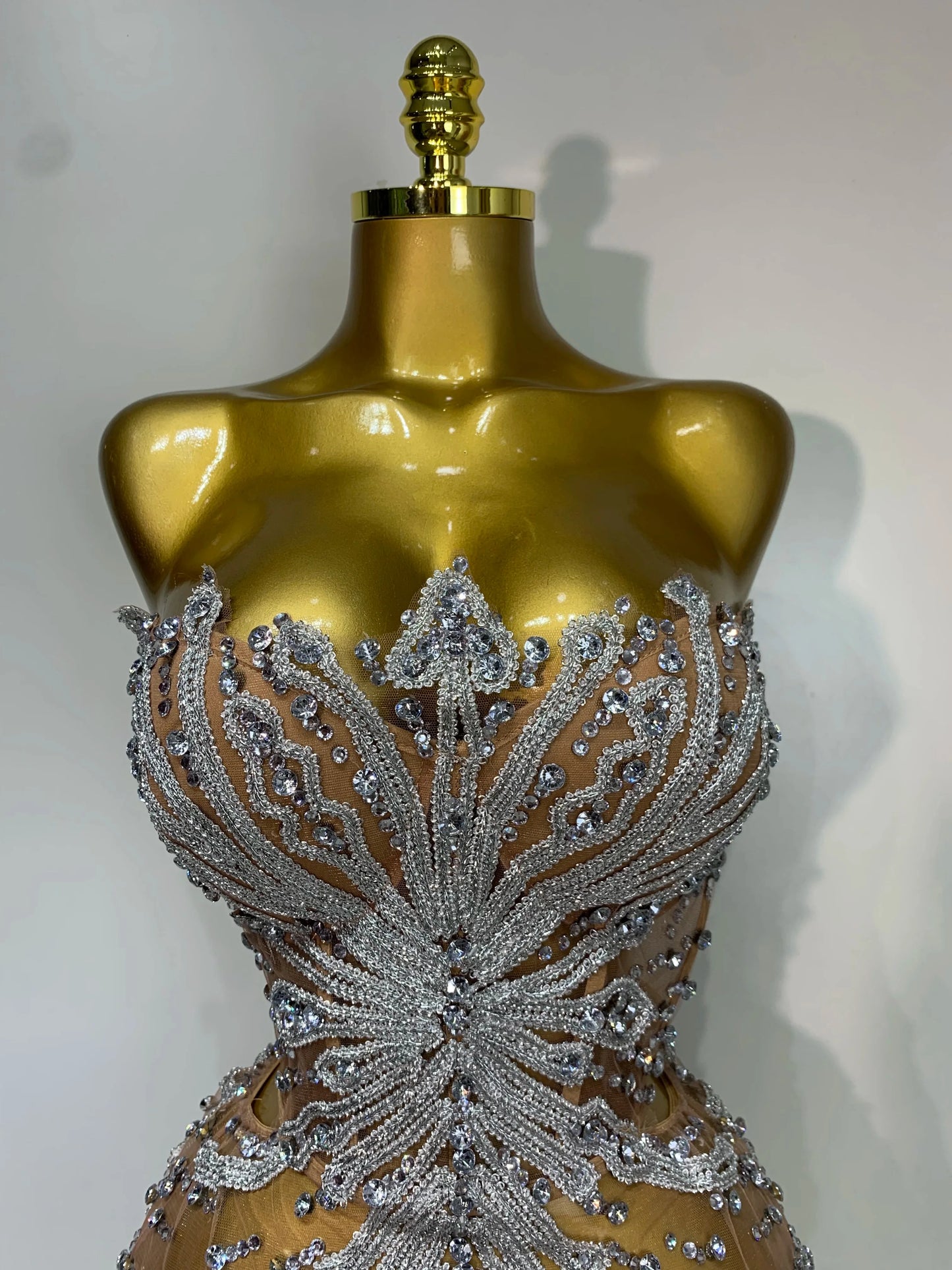 Women Sexy Strapless Rhinestones  Mini Dress Performance GlowCart