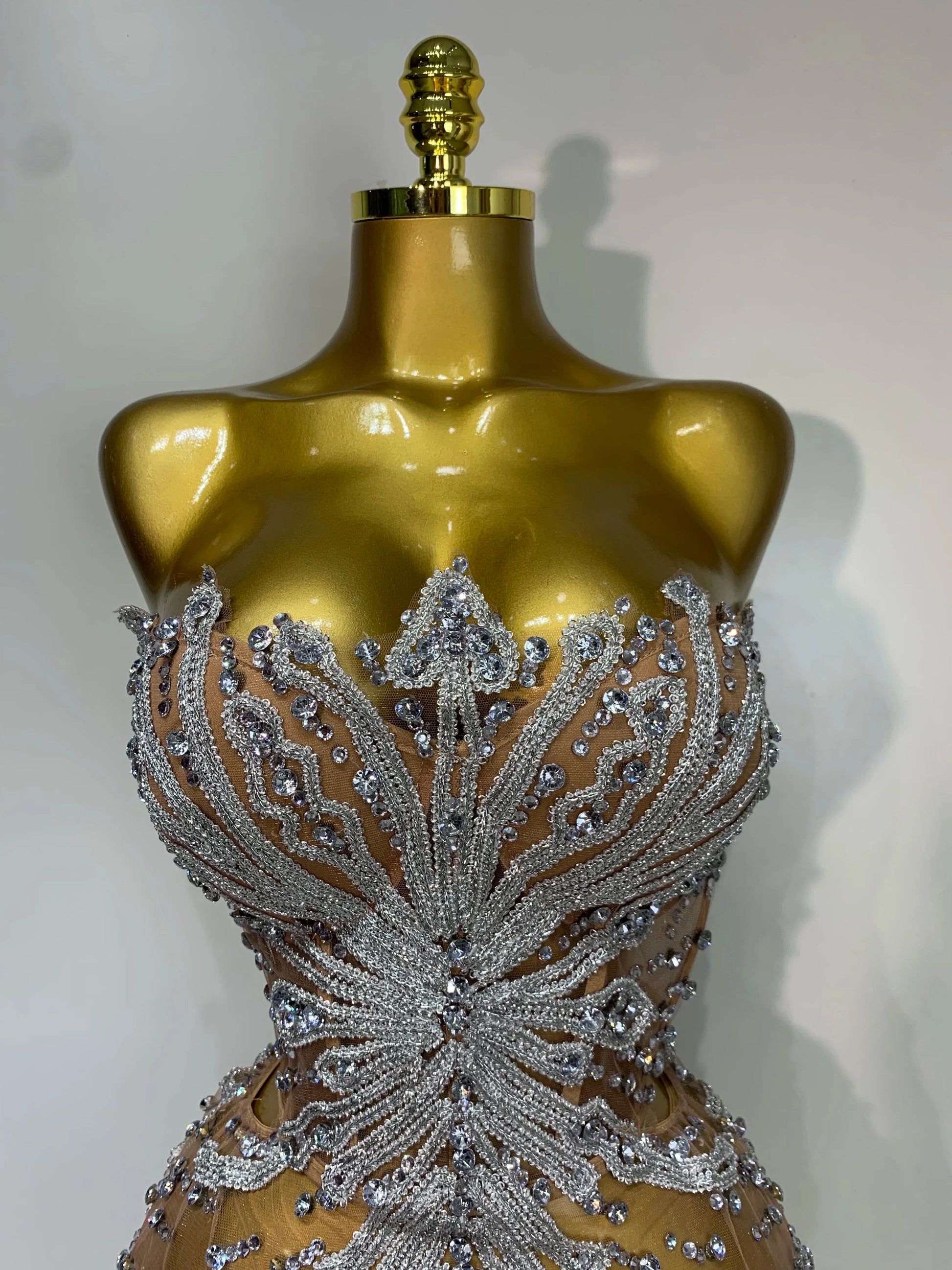 Women Sexy Strapless Rhinestones  Mini Dress Performance GlowCart