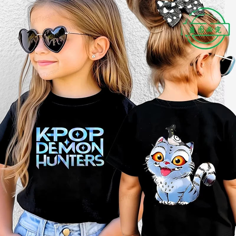 KPop Demon Hunters Saja Boys Kids Clothing Summer Cartoon Derpy Tiger Clothes Fashion Boys T-shirt Cotton Children's T Shirts GlowCart