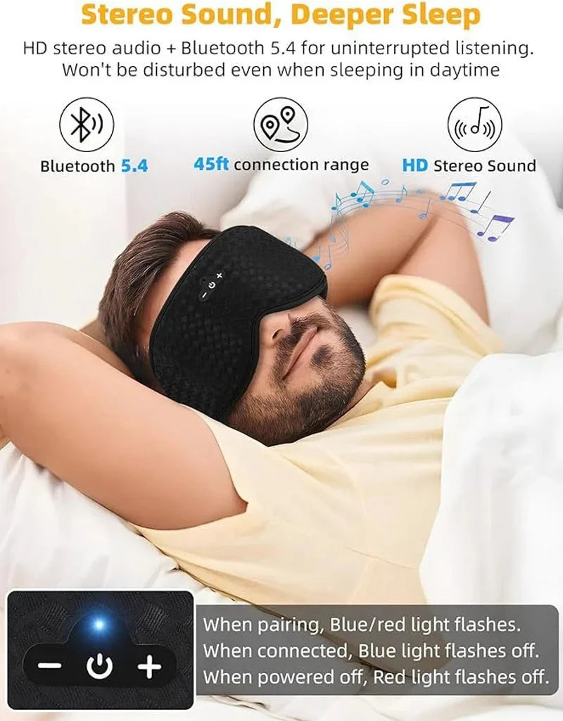 Bluetooth Sleeping Headphones 3D Eye Mask Travel Music Play GlowCart