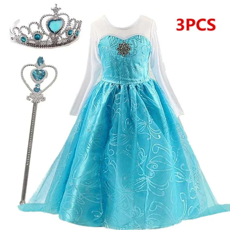 Girls Snow Queen Elsa Kids Costumes for Girl 2025 Carnival GlowCart