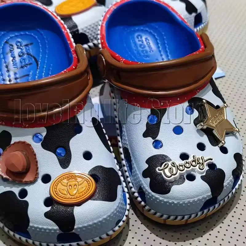 Disney Hole Sandals Slippers Buzz Lightyear Woody Sandals Kawaii Eva Anime Home Beach Shoes Breathable Slippers For Kids Gifts GlowCart