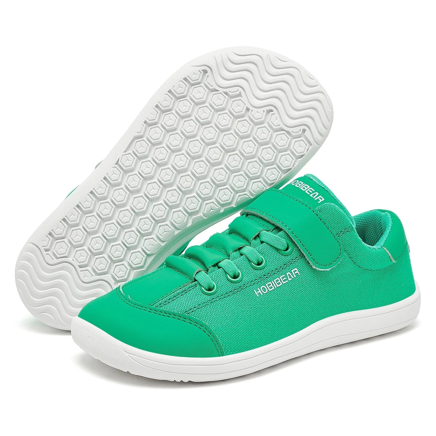 HOBIBEAR Boys Girls Barefoot Shoes Kids Wide Toe Minimalist Sneakers Lightweight Hook Loop Artificial Leather Fabric Shoes GlowCart