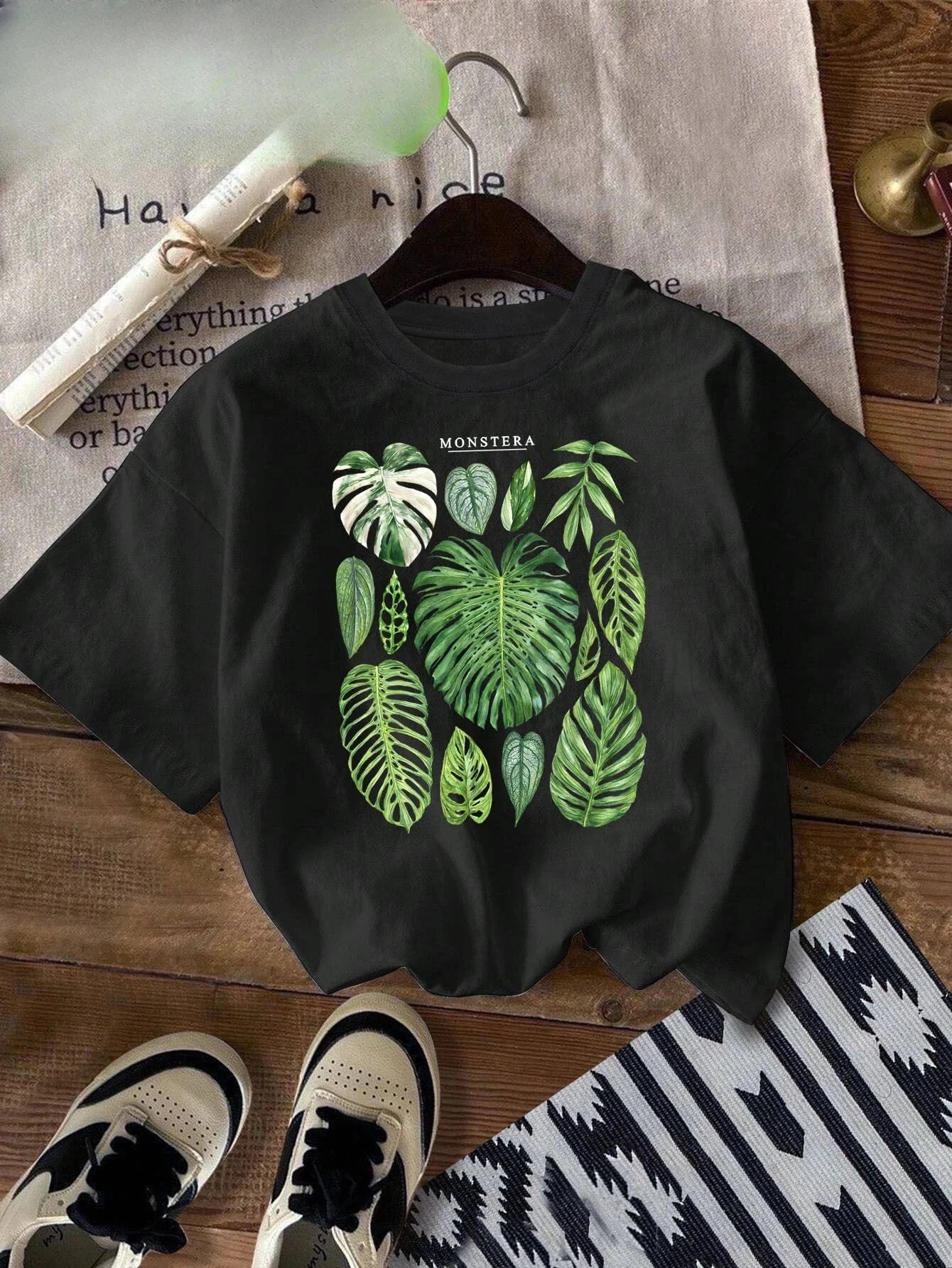 Women's Short Sleeve Crew Neck T-Shirt Monstera Philodendron GlowCart