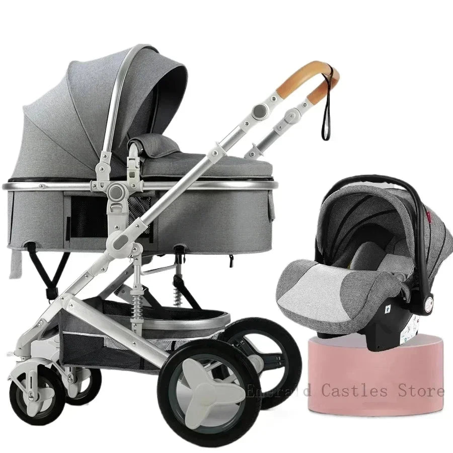 3in1 Baby Stroller With Car Seat,High Landscape  Stroller Luxury Infant Stroller Set Newborn Baby Car Seat Trolley Pushchair GlowCart