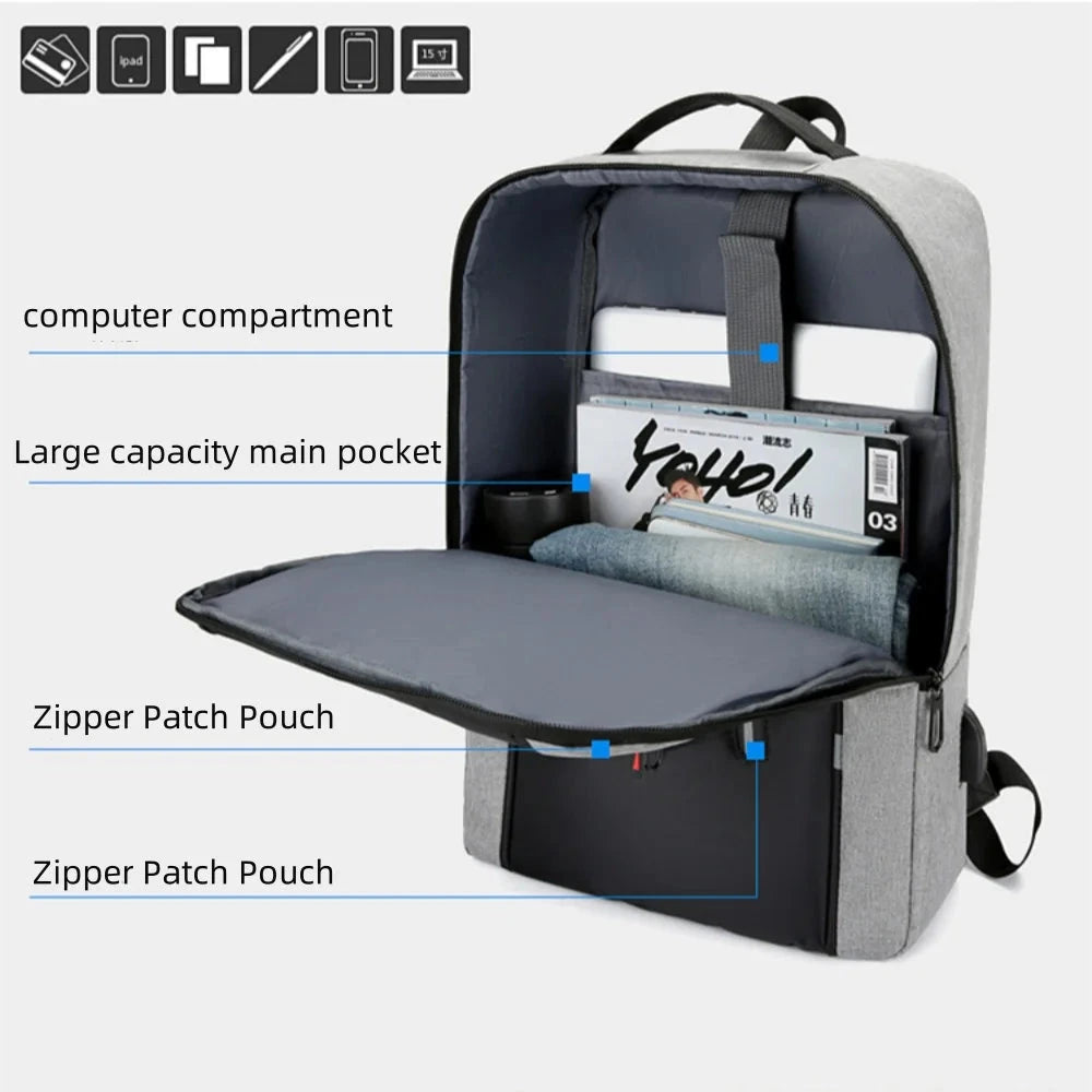 Waterproof Business Backpack Men USB School Backpacks 15.6 GlowCart