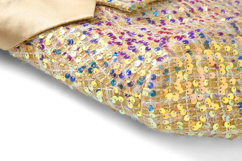 Fashion Men Luxury Sequin Suit 2 Piece Gold Trend Singer GlowCart