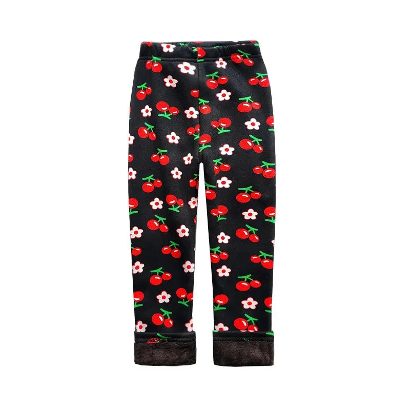 Children's Clothes Girl Pants Autumn Winter Fleece Keep Warm Leggings Tights For Girls Vintage Floral Warm Trousers 2-11 Year GlowCart