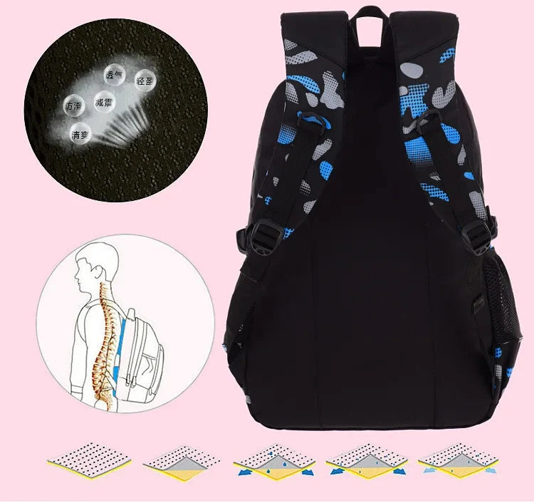 Waterproof Lightweight School Backpack for Kids 6-12 Years Durable Large Capacity Student Bookbag Boys Girls254 GlowCart