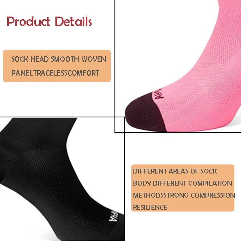2 Pairs Cycling Socks Men High Quality Professional Competition Brand Sport Riding Soccer Sock Mesh Breathable Road Bicycle Sock GlowCart