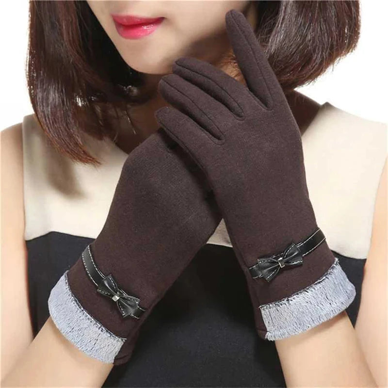 New Fashion Grace Lady Gloves Women Winter Vintage Bow-Knot GlowCart