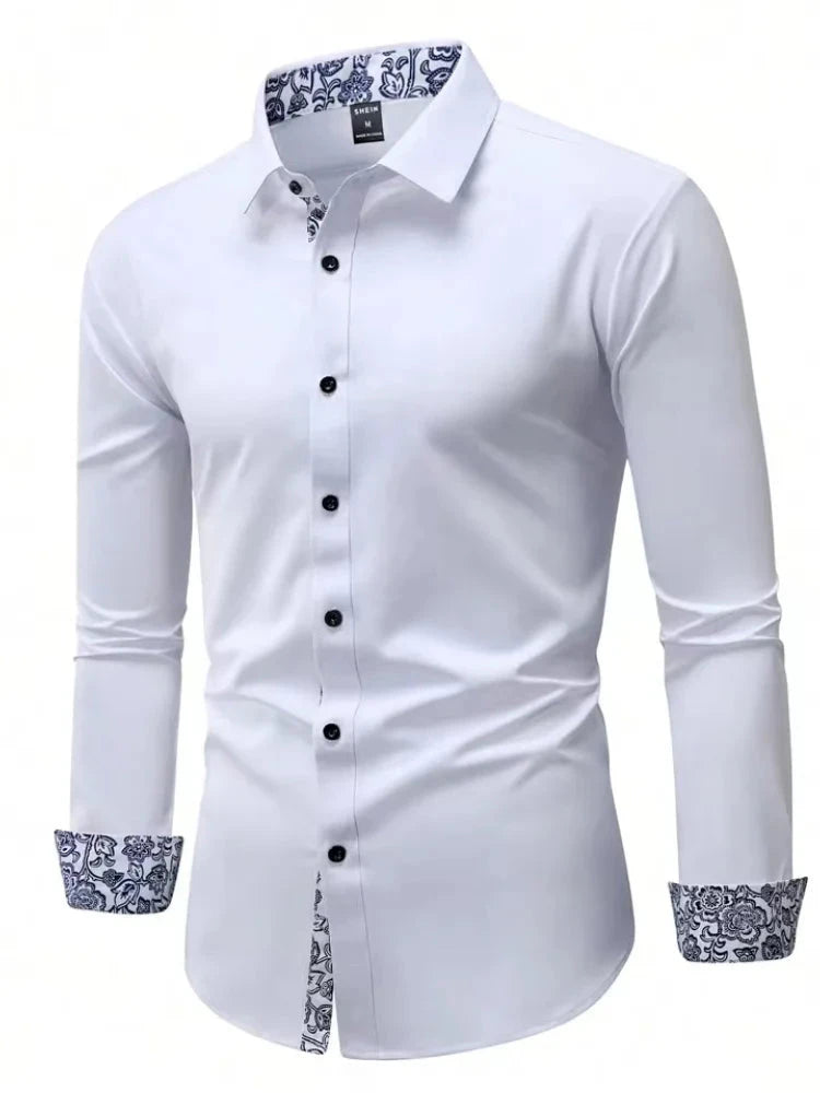 Men's Cotton Shirt Formal Business Collar Dress Shirts Long GlowCart