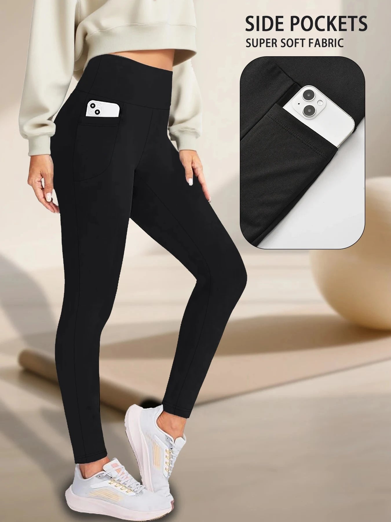 Super Soft Leggings with Pockets for Women，High Waisted GlowCart