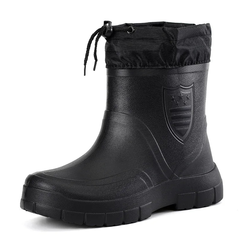 2024 Versatile Men's Rain Boots Waterproof outdoor lightweight shoe Velvet fashion short boot Casual comfort male water shoes GlowCart