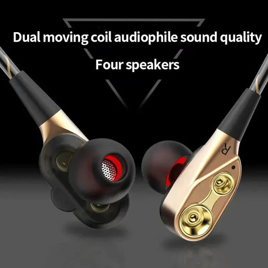 Explosive Double Moving Coil Headphones In Ear Subwoofer GlowCart