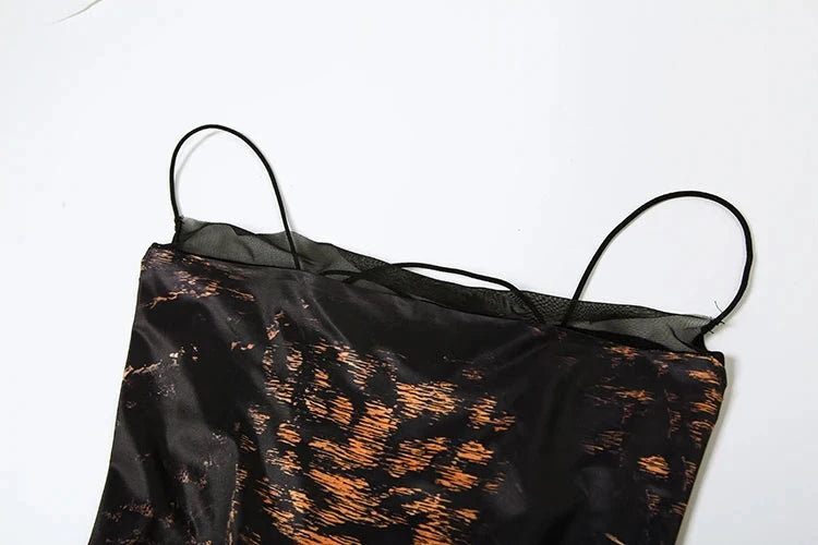 kliou Suspendency Maxi Dress Women Leopard Panelled Draped GlowCart