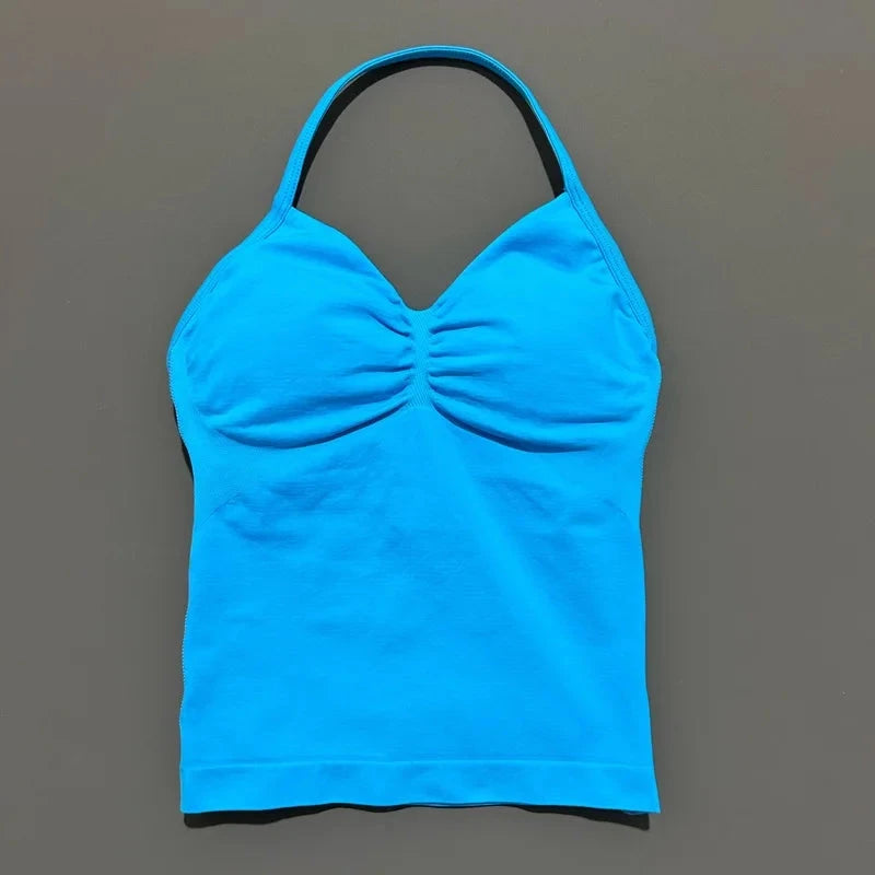 HISTELLO Impact Longline Strappy Top Sports Yoga Vest Women Fitness Tank Top Gym Beautiful Open Back Bra Running Workout Halter GlowCart