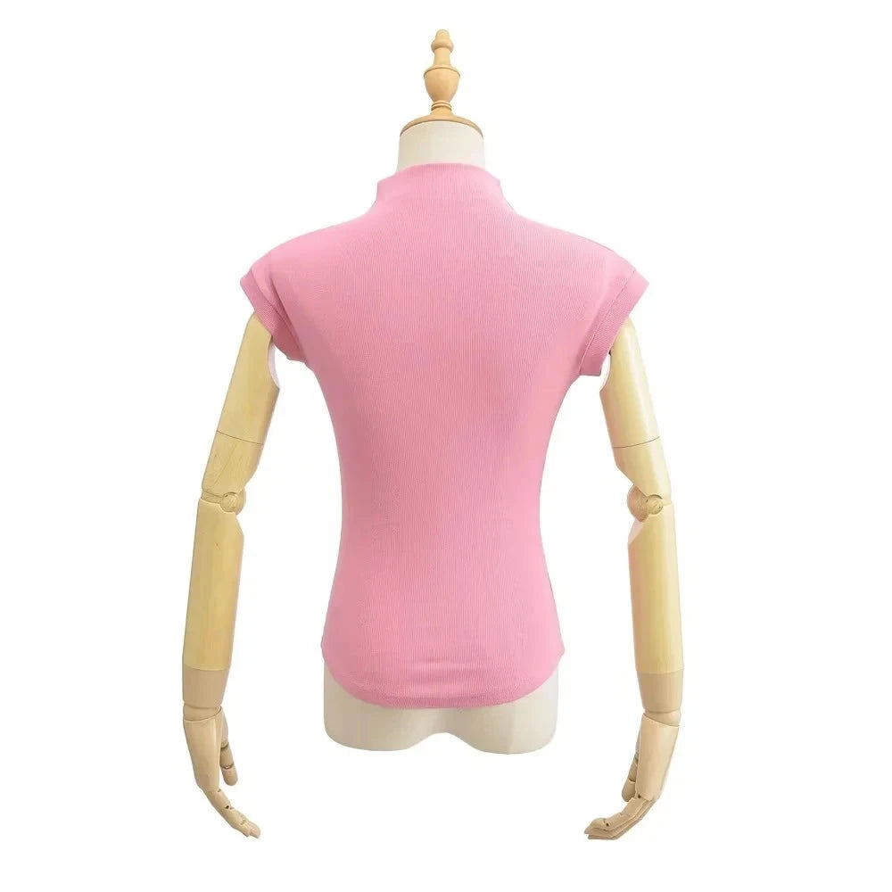 Women Summer Sexy Turtleneck Sleeveless T-Shirts Tops Solid GlowCart