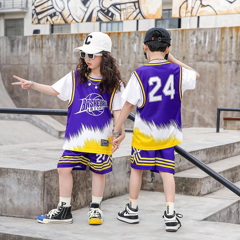 Children Basketball Jersey Boy and Girls Quick-drying comfortable Shirt Sportswear Tracksuit Kid fashion Training Sport Uniforms GlowCart