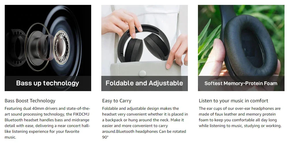 Original P2961 Bluetooth 5.3 Headphone Gaming Wireless Foldable Headset HiFi Powerful Bass Earphones Built-in Mic GlowCart