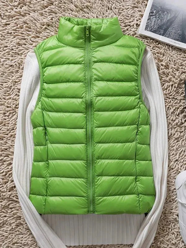 0-10℃ Women Puffer Vest Coat Autumn Winter Sleeveless Duck GlowCart