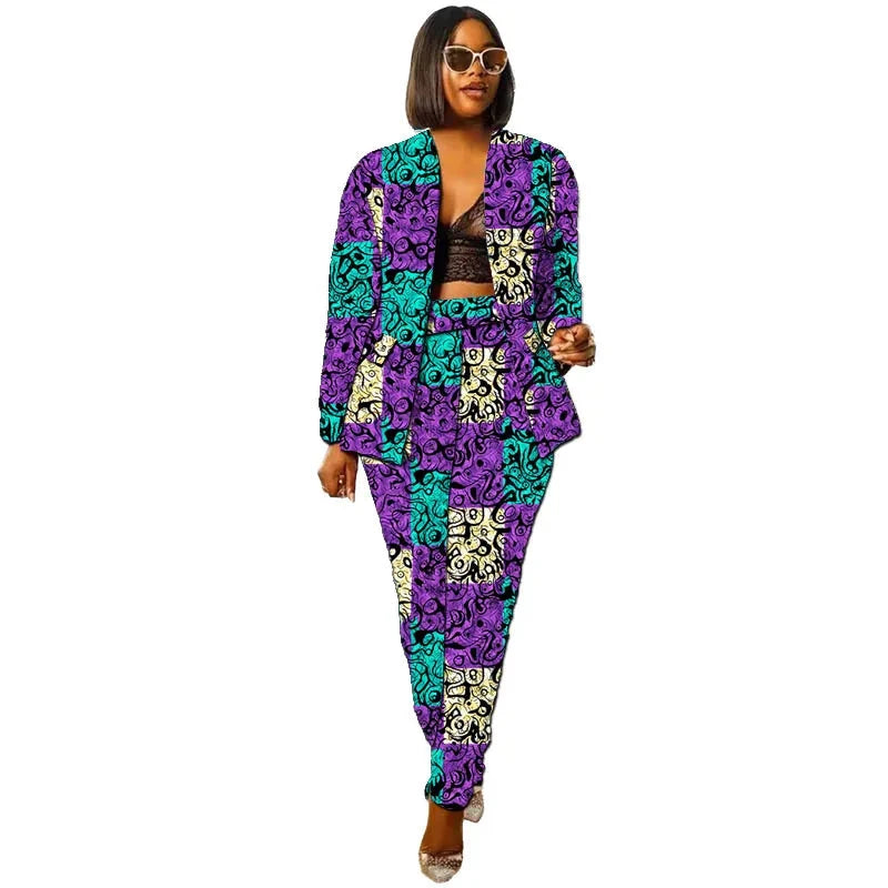African Collarless Jacket Women's Suit Nigerian Style Female GlowCart