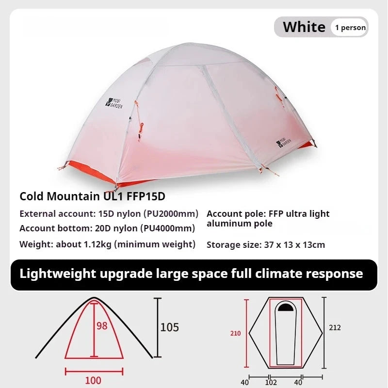 Mobi Garden Ultralight Tent Nylon Waterpoorf 1-2 Person GlowCart